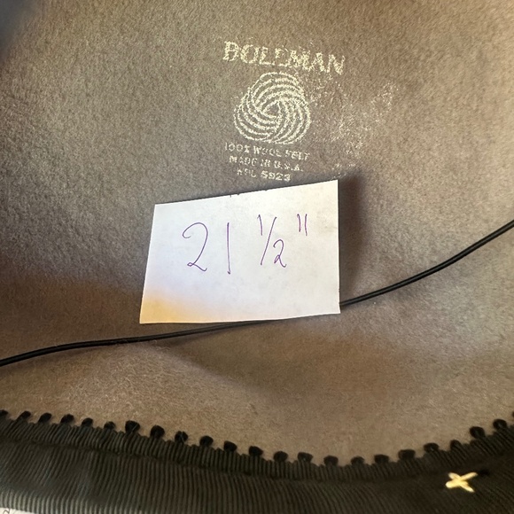 GRANDIOSE 1950's TAUPE FELT LARGE BRIMMED HAT WITH BLACK FEATHERS - Picture 10 of 10